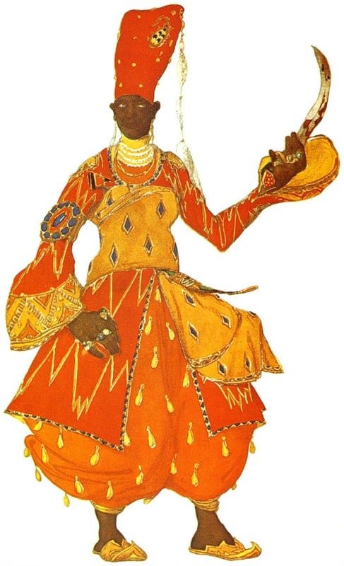 1910 costume design by_Léon Bakst. for Scheherazade 